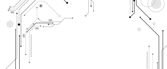 Aufkleber - Vector abstract technology on white background. Technology black circuit diagram concept.