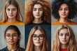 © russcom - Diverse group of young individuals with unique hairstyles and expressions in a studio setting showcasing varying styles and looks