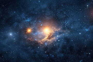 Wall Mural - starry night sky with vibrant celestial bodies and swirling galactic formations