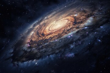 Wall Mural - stunning spiral galaxy displays vibrant colors against the backdrop of deep space
