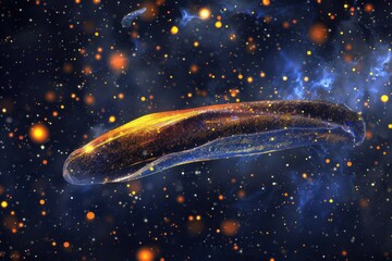Wall Mural - a glowing cosmic object travels through a vibrant galaxy filled with stars and celestial dust