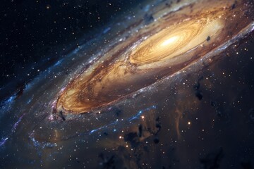 Wall Mural - a breathtaking view of a swirling galaxy illuminated by starlight in deep space at night
