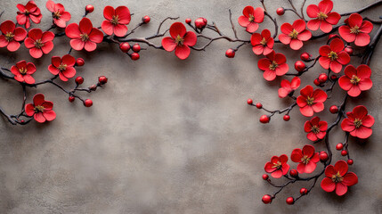 Wall Mural - vibrant red flowers on textured background create stunning visual for celebrations and events