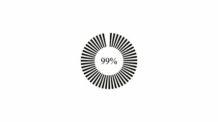 Abstract glowing progress bar motion indicator from 0 to 100 increasing percentage on black background. 4k video animation.