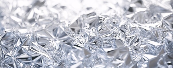 Poster - Abstract background of crumpled shiny silver foil reflecting light