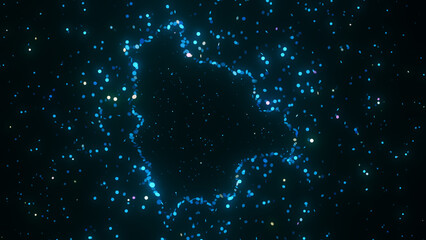 Wall Mural - futuristic digital visualization of bolivia map composed of glowing blue particles. the abstract cos