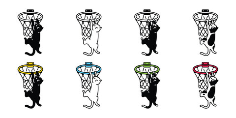 Wall Mural - cat vector kitten basketball hoop sport icon calico cartoon character dunk pet doodle illustration s