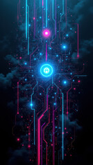 Wall Mural - Cybersecurity abstract graphic with futuristic design elements and vibrant colors.