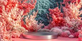 a round podium surrounded by corals 