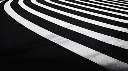 Poster - Black and white striped fabric forming an abstract concentric pattern