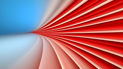 Wall Mural - the image shows an abstract design of red and white stripes curving from the bottom right towards th