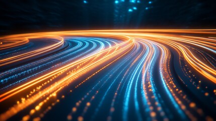 Leinwandbilder - A mesmerizing display of colorful light trails weaving through a dark, enchanting pathway : Generative AI