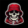 © Ultras - Vector illustration of Skull head Football fans hooligan ultras with red white color