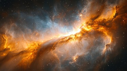 fiery cosmic nebula, stellar birth, space exploration, background stars, science fiction