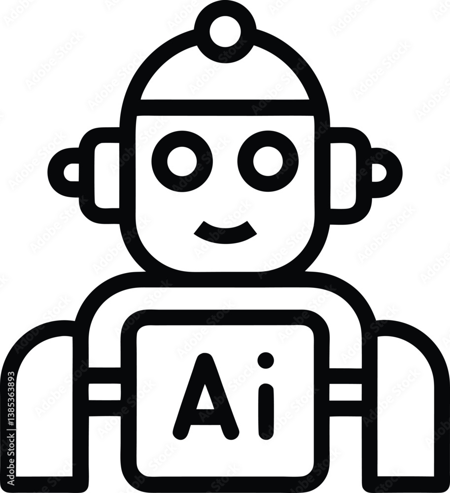 AI Robot Icon - Futuristic Technology Design for AI, Robotics, and ...