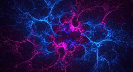 Vibrant abstract fractal pattern in blue and pink on dark