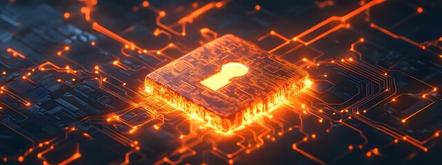 abstract background of virtual padlock symbolizes the importance of cybersecurity, the idea of ​​fut