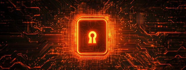 abstract background of virtual padlock symbolizes the importance of cybersecurity, the idea of ​​fut