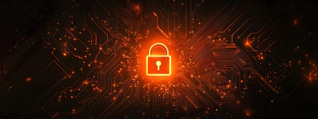 abstract background of virtual padlock symbolizes the importance of cybersecurity, the idea of ​​fut