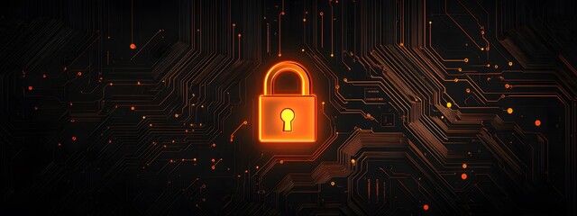 abstract background of virtual padlock symbolizes the importance of cybersecurity, the idea of ​​fut