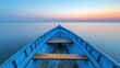 © arsyi_06 - Boat prow view, serene ocean, pastel sky at dawn, blue vessel, peaceful