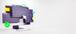 © Who is Danny - 3D rendering of computer monitor with floating HTML, JavaScript, and programming interface elements on light background representing web development concept. 3D Rendering