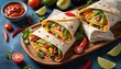 © Power Of Future - Hearty burrito overflowing with a variety of colorful toppings, perfect for a filling meal on the go or dining in
