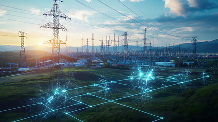 Wall Mural - an ai powered system automating smart grid management by analyzing real time electricity demand and 