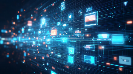 Wall Mural - an ai powered system automating social media marketing by analyzing user behavior, engagement metric