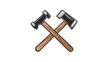 © lestari - Crossed axe and hammer, woodworking tools, graphic design element