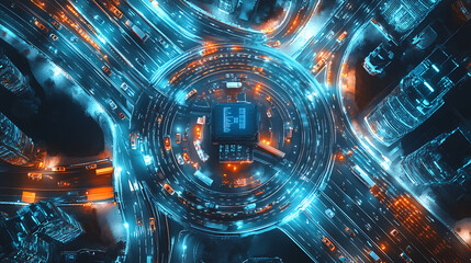 Wall Mural - an ai powered system automating traffic management by analyzing real time vehicle flow and congestio