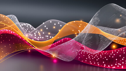 Wall Mural - digital wave: a vibrant digital abstraction showcasing flowing, illuminated waves of data, conveying