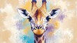 © Tuong - Vintage Royal Giraffe Portrait with Vivid Colors and Moody Background