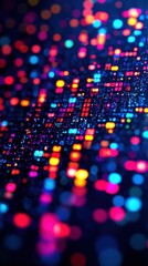 Wall Mural - vibrant array of colorful squares and bokeh lights on a dark blue gradient