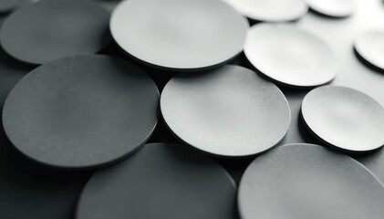 Wall Mural - subtle grayscale overlapping circles forming a grid, shadow, composition