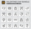 © Gambar - Valentines Day linear icon bundle, a modern collection of romance symbols