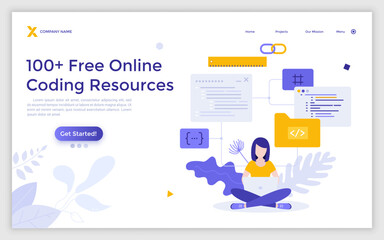 Flat Landing Page Template With Characters. Business Vector Illustration