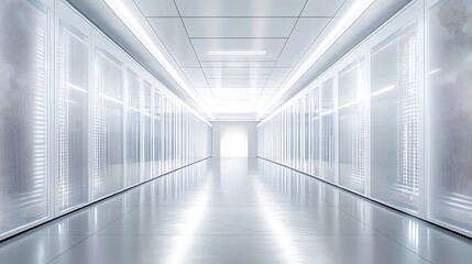 Wall Mural - a deep learning supercomputer, high-tech data processing room with cooling systems, ai research styl