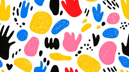 Wall Mural - abstract seamless pattern with colorful, flowing shapes in a vibrant and energetic on white