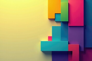 Wall Mural - Abstract geometric shapes, vibrant color blocks , wallpaper, abstract pattern
