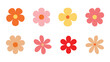 © VectorPlanet - Groovy hippy daisy flowers set. hand drawn decorative elements. Retro vintage style, flower icon, flat colors, Flat cartoon, Vector illustration.