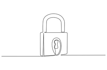 Wall Mural - continuous one line drawing of padlock. single line drawing illustration set of office lock. securit