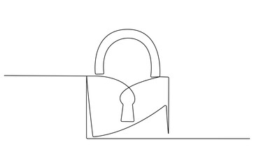 Wall Mural - continuous one line drawing of padlock. single line drawing illustration set of office lock. securit