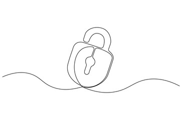 Wall Mural - continuous one line drawing of padlock. single line drawing illustration set of office lock. securit