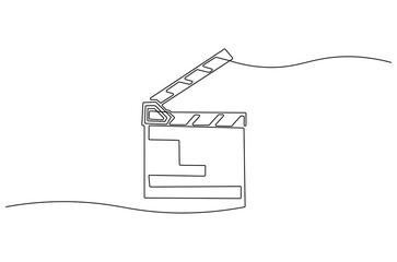 Wall Mural - continuous one line drawing of movie clapper board. single line drawing illustration of film clapper