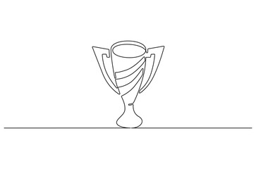 Wall Mural - continuous one line drawing of award trophy cup. single line drawing illustration of trophy cup comp