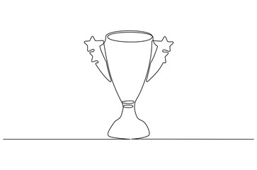 Wall Mural - continuous one line drawing of award trophy cup. single line drawing illustration of trophy cup comp