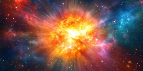 Wall Mural - Spectacular Nebula Explosion in Deep Space, Cosmic Burst of Light and Color