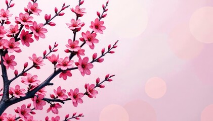 Canvas Print - Intricate sakura branch pattern, white & pink, repeating design , repeat, graphic