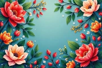 Wall Mural - subtle floral print, continuous botanical design , romantic, modern, pastel